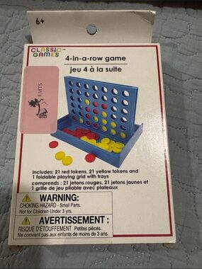 Classic Games  4-in-a-Row Game - Blue Grid with Red & Yellow Discs